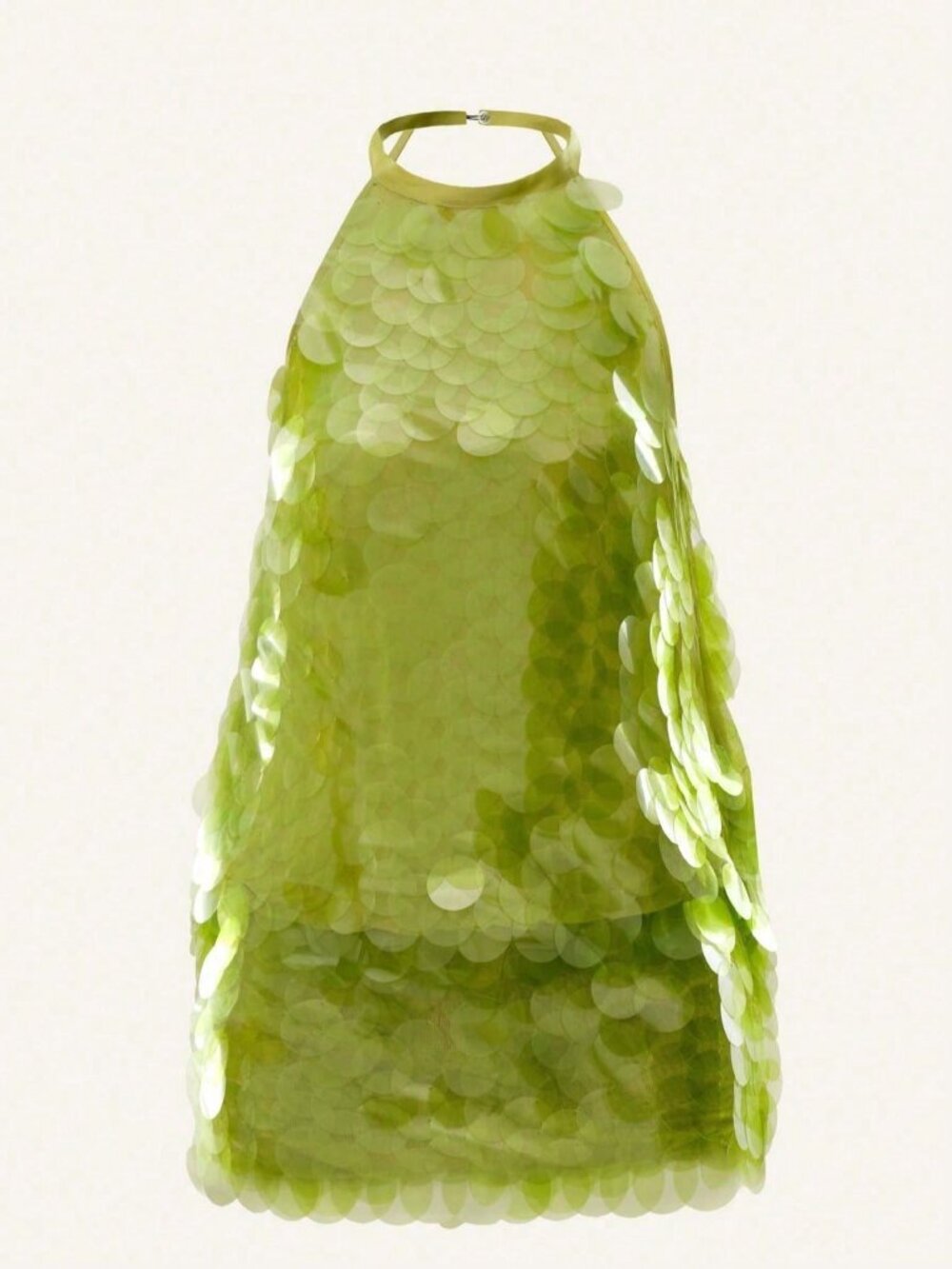 Green Vintage Women's Sequin Halter Bodycon Mini Dress - Picture 6 of 6
